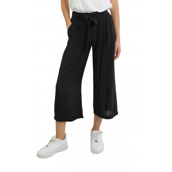 Pantalone cropped in viscosa con fascia  "Iris"